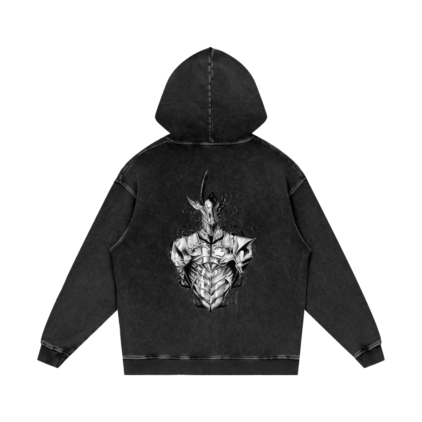 Igris Oversized Hoodie – Solo Leveling Acid Wash 420 GSM, Igris Acid Wash Oversized Hoodie – Solo Leveling 420 GSM Streetwear