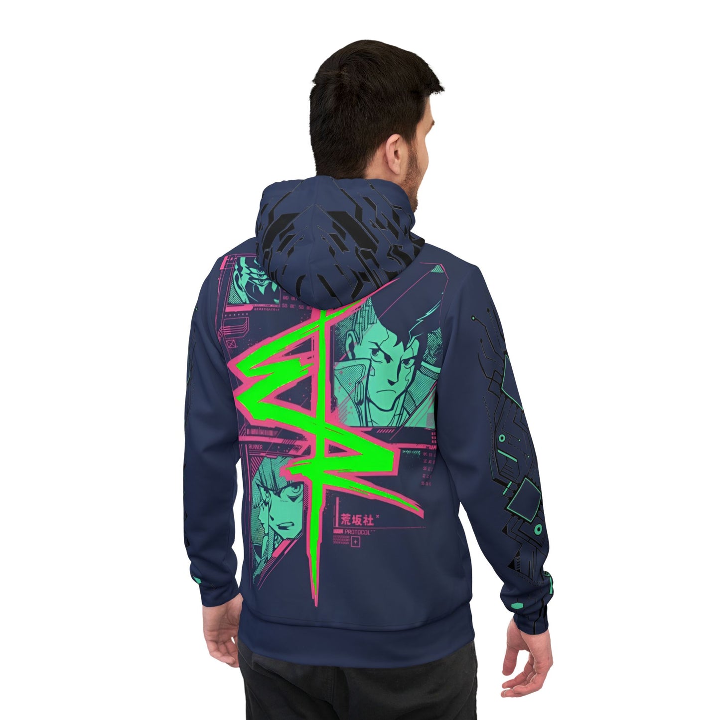 Neon Edgerunner Streetwear Hoodie – Cyberpunk City Inspired Design