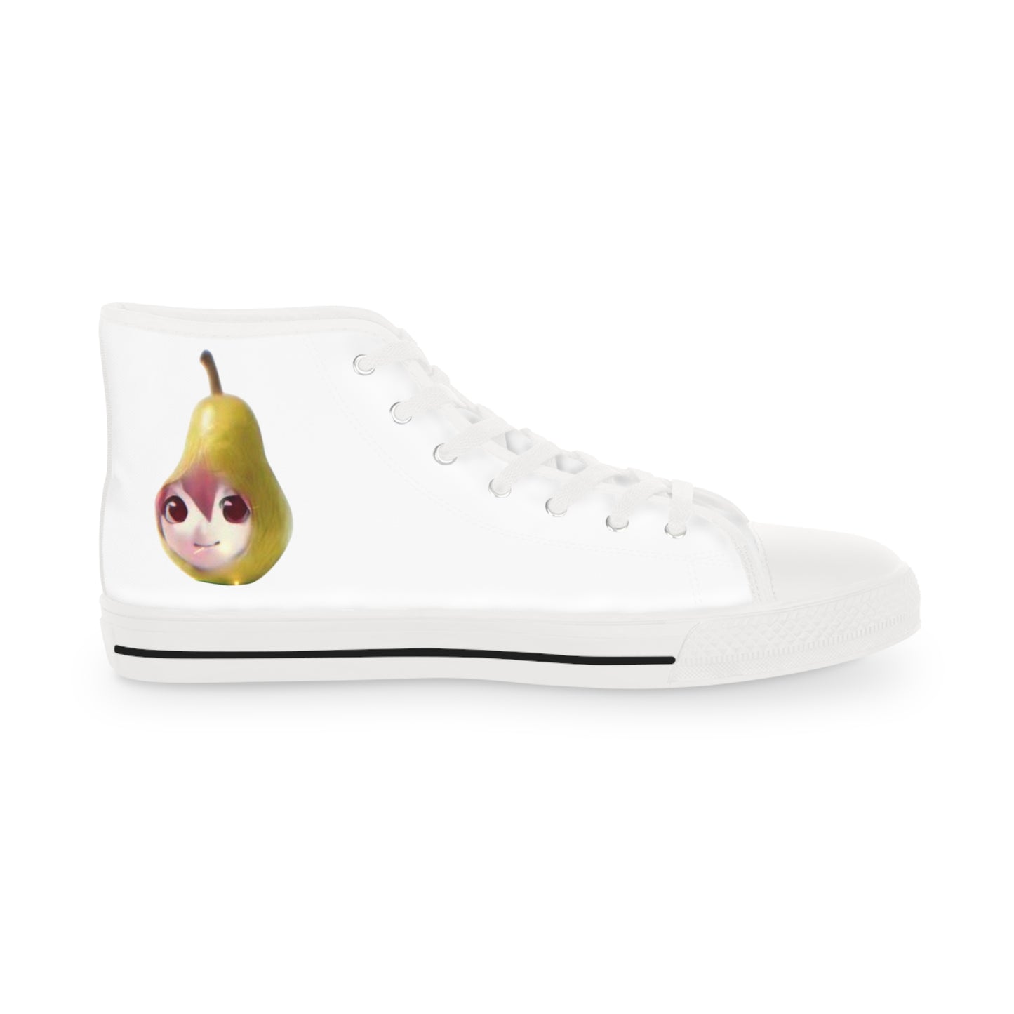 Pear Teto High Top Sneakers, Casual Fruit Print Shoes, Men's Fashion Sneakers, Unique Gift for Him, Trendy Footwear, Stylish Athletic Shoes