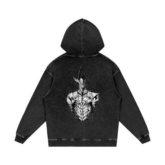 Igris Oversized Hoodie – Solo Leveling Acid Wash 420 GSM, Igris Acid Wash Oversized Hoodie – Solo Leveling 420 GSM Streetwear